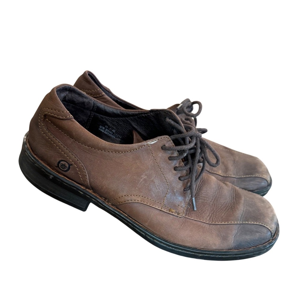 Born Leather Oxfords Mens 11 Brown Comfort Casual Dress Shoes Bicycle Toe